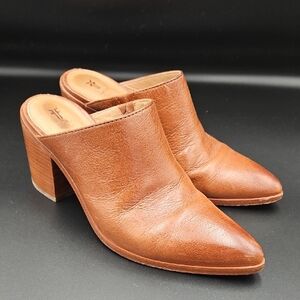 Frye Flynn Leather Mule Women’s 7.5 • Brown Slip-On Block Heel